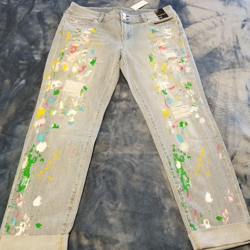 NY & Co Paint Splatter Jeans With Stretch sz 10 - Picture 2 of 8